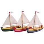 Prydnads Segelbåt i Trä 12 cm 3-Pack