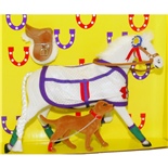 Pony World Travande Häst Vit med Hund