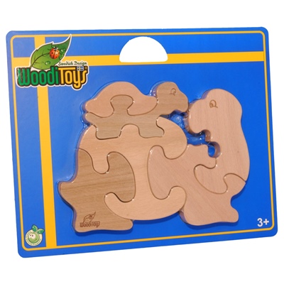 WoodiToys Träpussel 6 Bitar Sköldpadda med Baby, WP-105