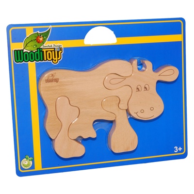 WoodiToys Träpussel 4 Bitar Ko, WP-107