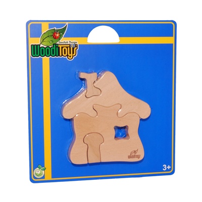 WoodiToys Träpussel 4 Bitar Hus, WP-111
