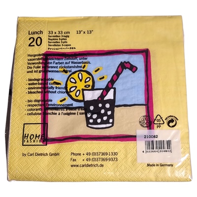 Home Fashion Lunchservett 33x33 cm 20-Pack Solig Drink, 210082