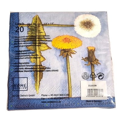 Home Fashion Lunchservett 33x33 cm 20-Pack Maskrosor, 210038