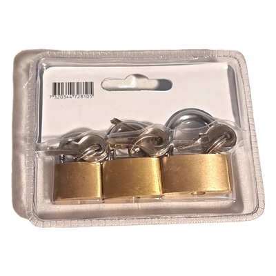 Hänglås i Mässing 3-Pack, 7320344728105